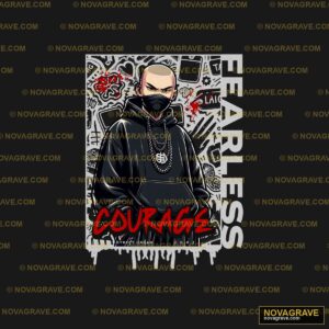 A Cartoon Character With A Black Hoodie And R Streetwear Urban - DTF Transfer Design