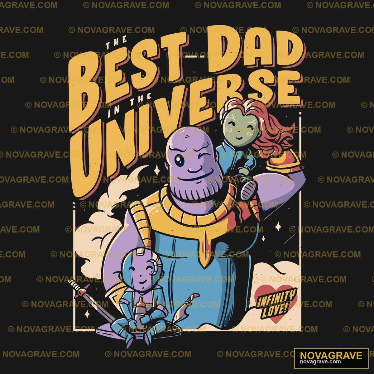 A Cartoon Character With A Child In His Arms Family Kids - DTF Ontwerp