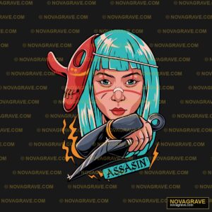 A Cartoon Character With A Gun And A Sign Tha Other Designs - DTF Transfer Design