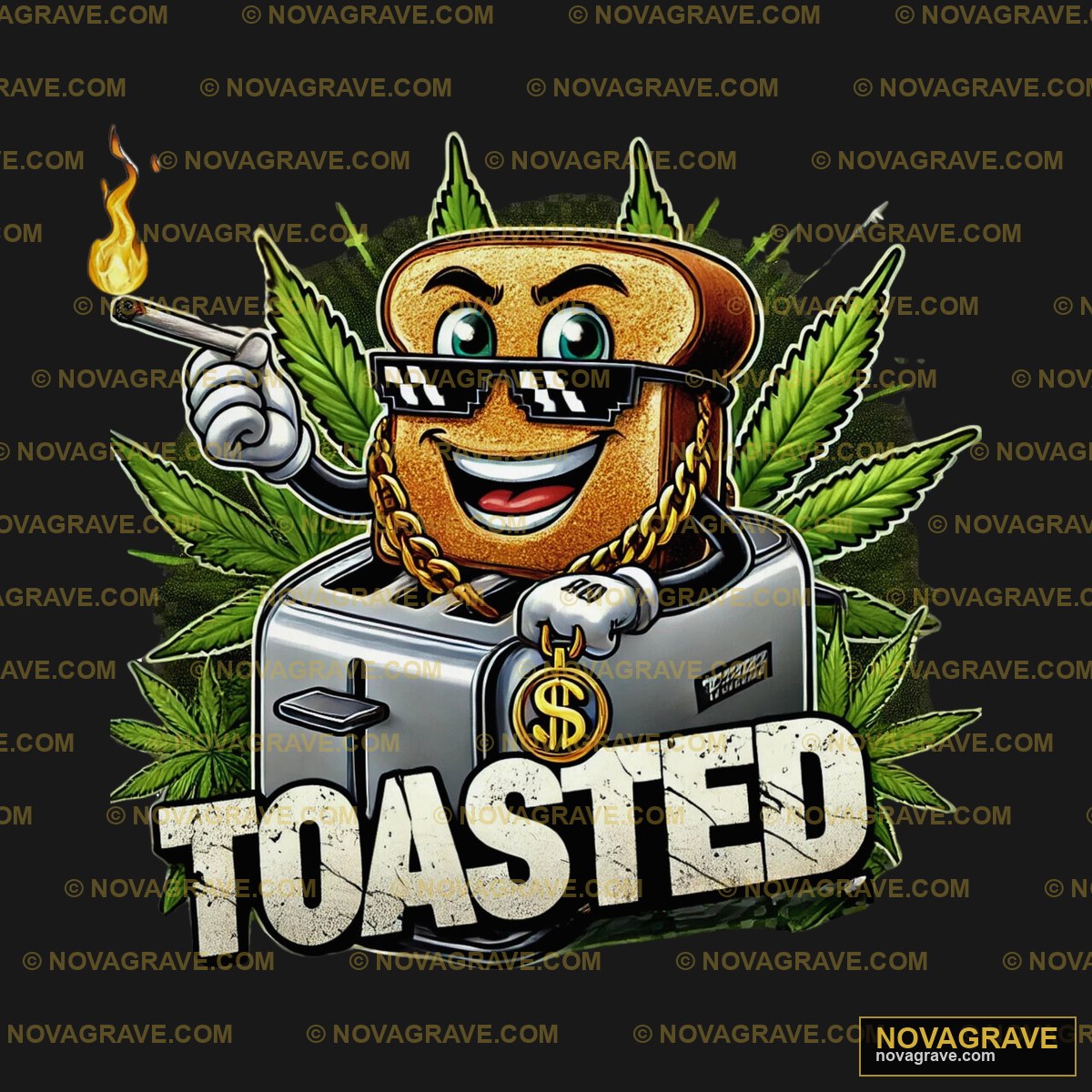 A Cartoon Character With A Marijuana Leaf And Nature Botanical - Design DTF