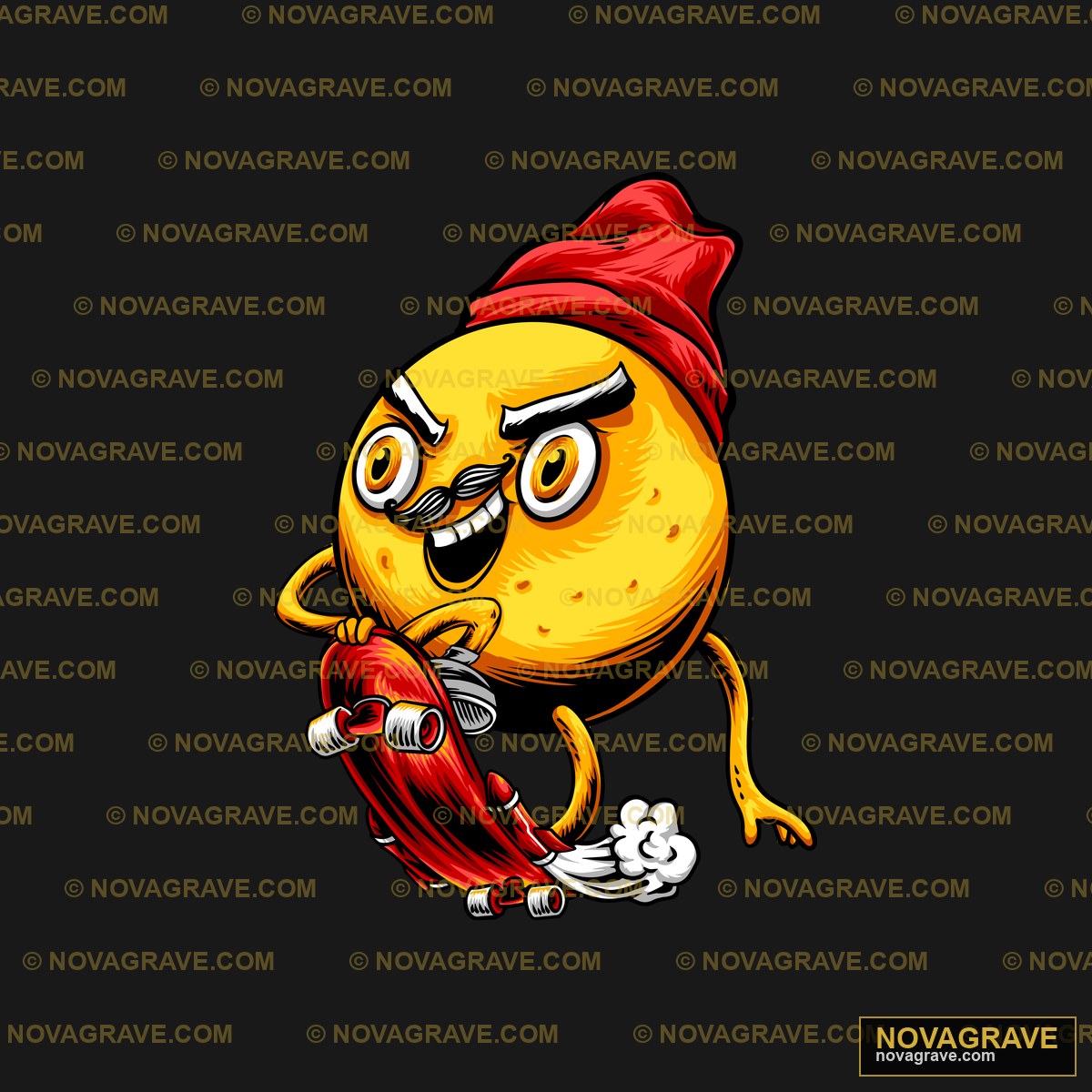 A Cartoon Character With A Skateboard Sports Fitness - Design DTF