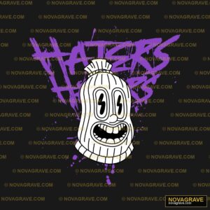 A Cartoon Character With Purple Paint Splats Other Designs - Design DTF