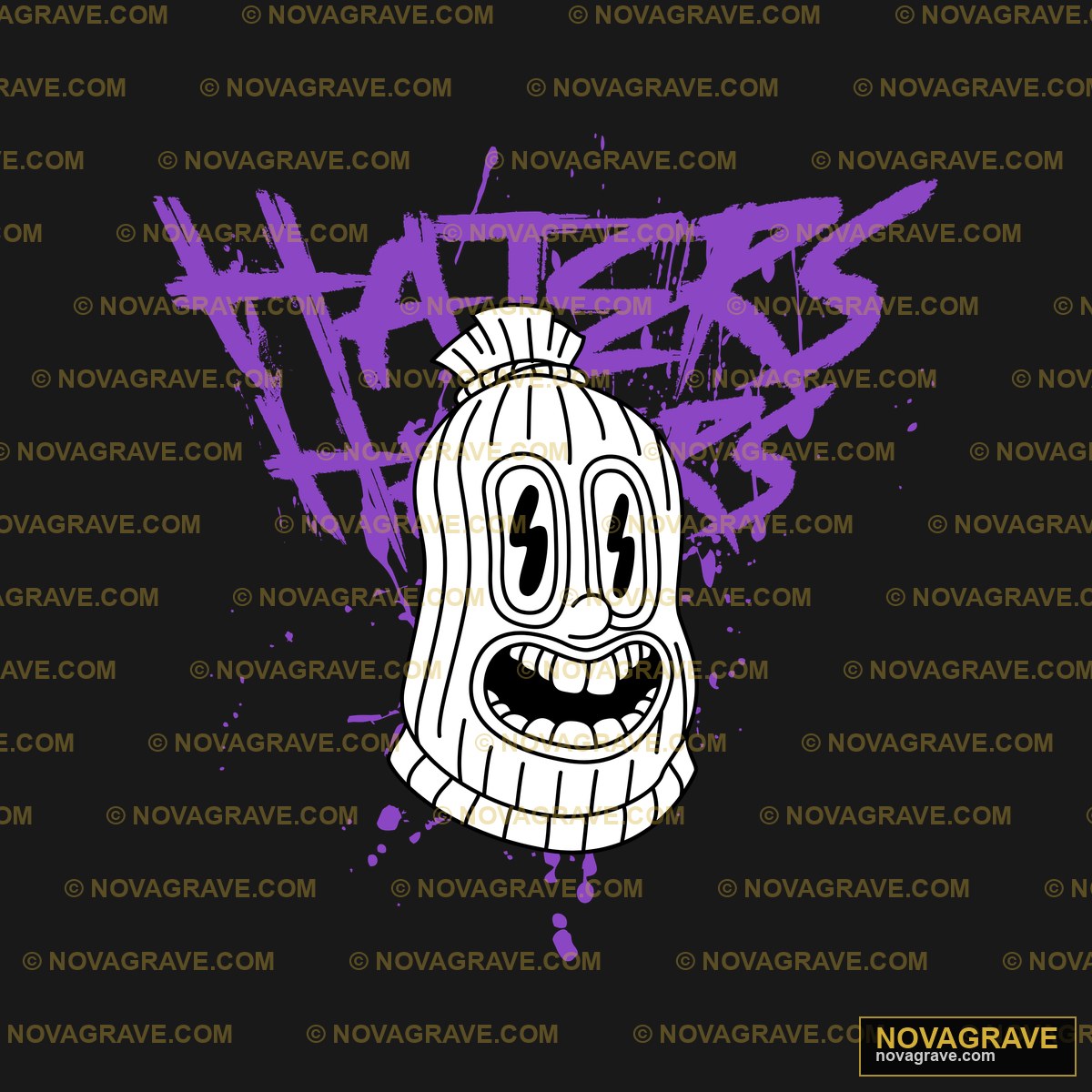 A Cartoon Character With Purple Paint Splats Other Designs - DTF Ontwerp