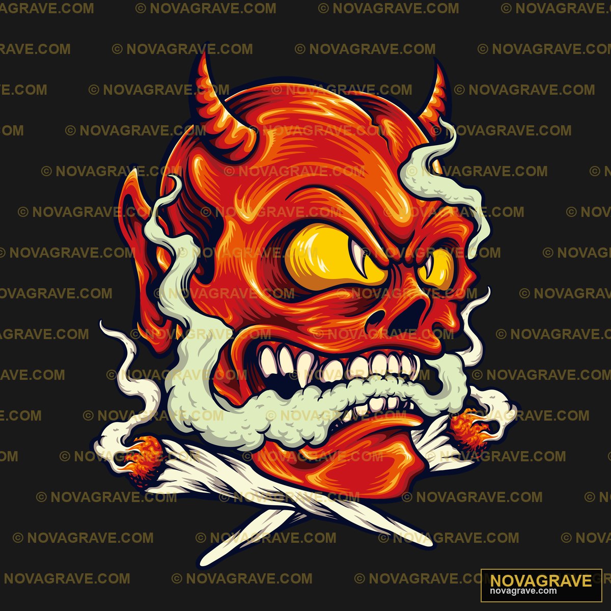 A Cartoon Devil With A Skull And Crossed Bone Streetwear Urban - Design DTF