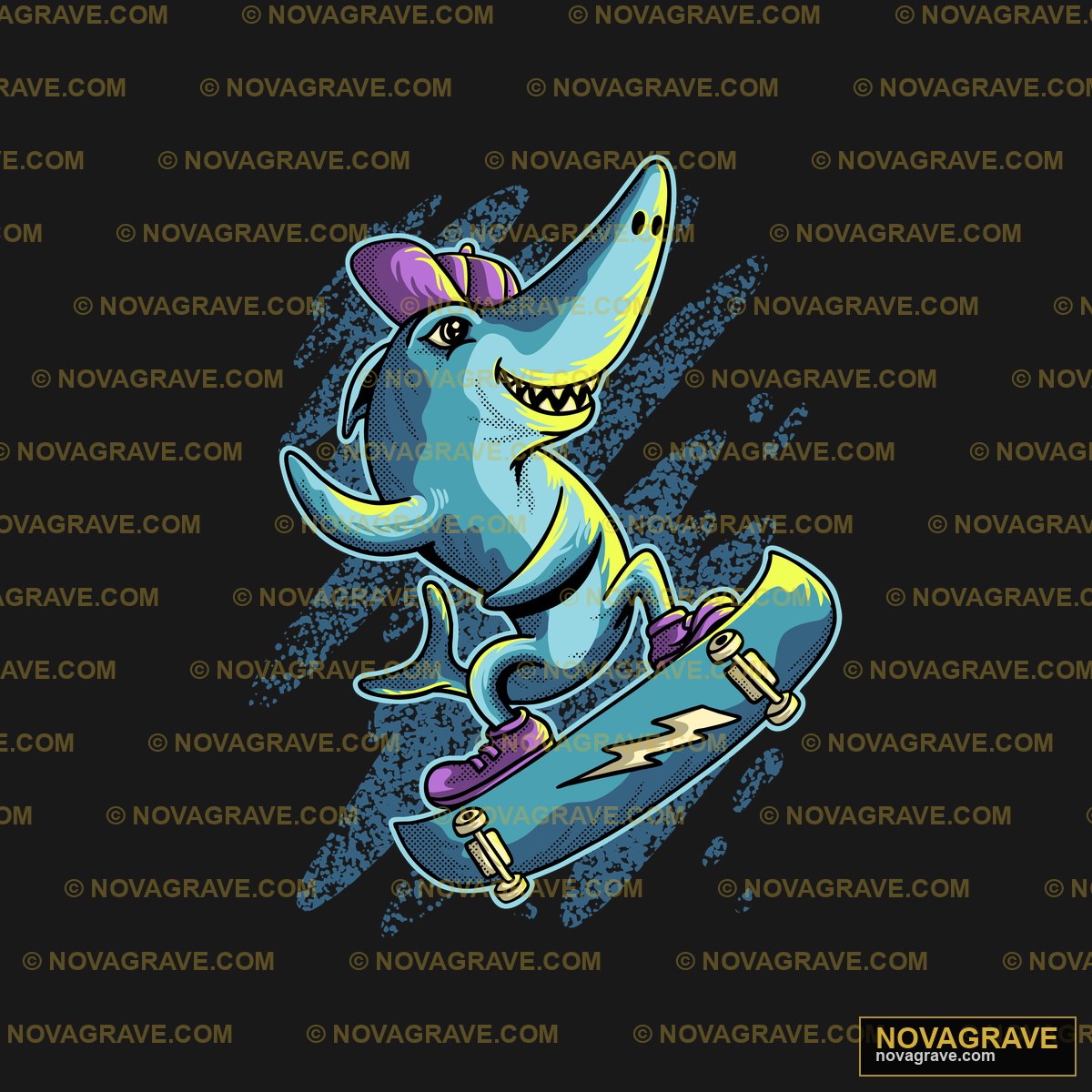 A Cartoon Elephant Riding A Skateboard Animals Wildlife - DTF Transfer Design