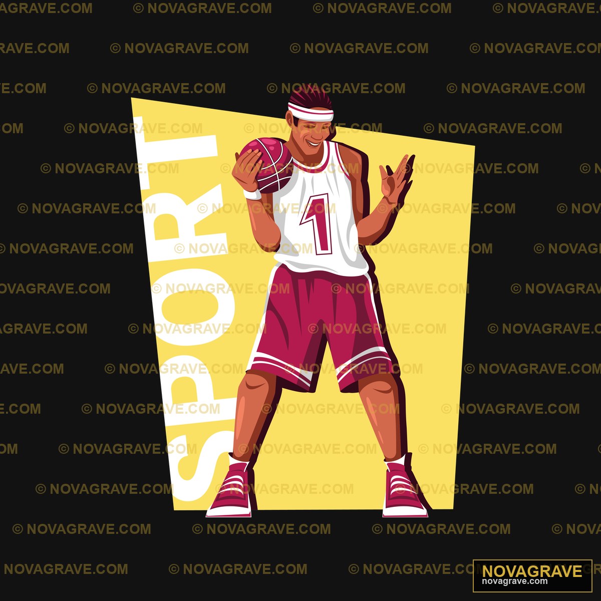 A Cartoon Of A Basketball Player With A Ball Streetwear Urban - Design DTF