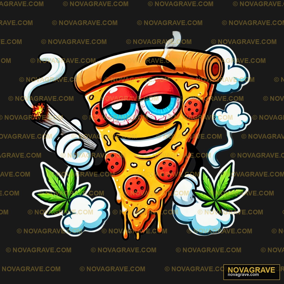 A Cartoon Pizza With A Face And Eyes Other Designs - Design DTF