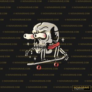 A Cartoon Skeleton Skates On A Skateboard Streetwear Urban - DTF Ontwerp