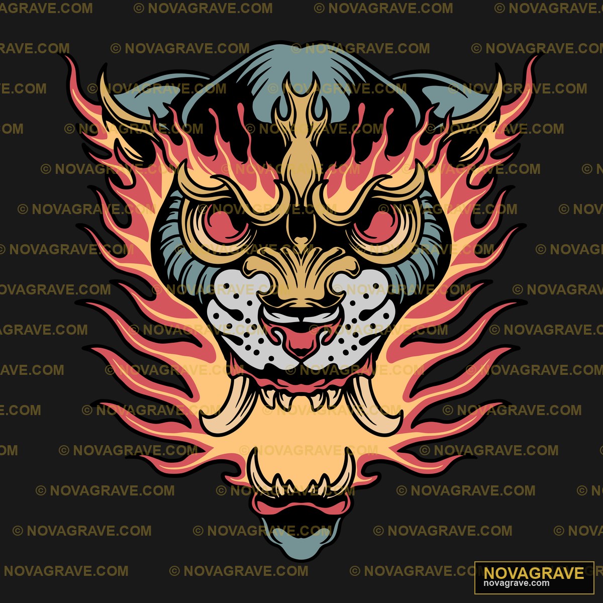 Fiery Tiger Head DTF Design SVG - Fierce Animal Art