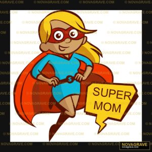 A Cartoon Superhero Girl With A Sign That Say Family Kids - DTF Transfer Design