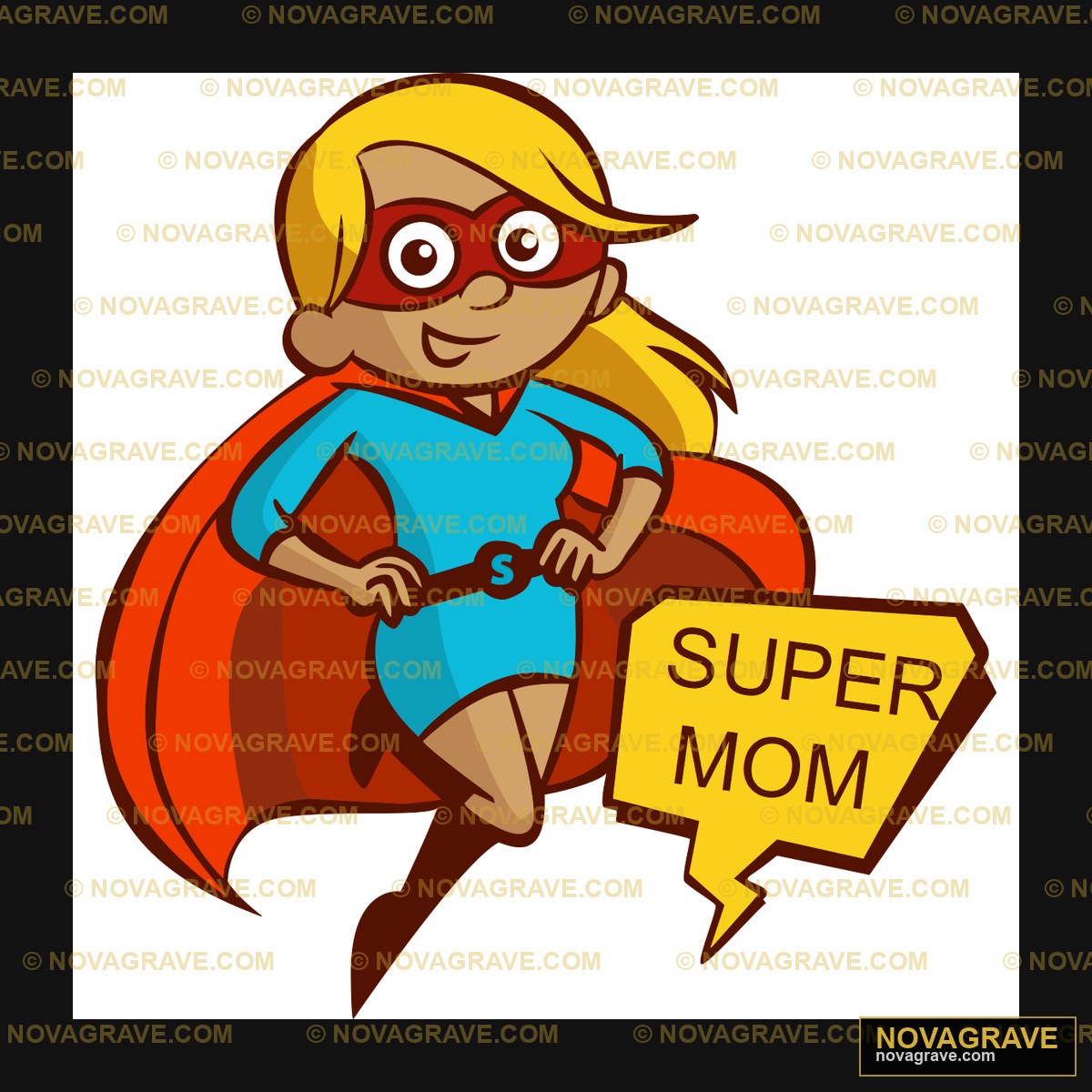 A Cartoon Superhero Girl With A Sign That Say Family Kids - DTF Transfer Design