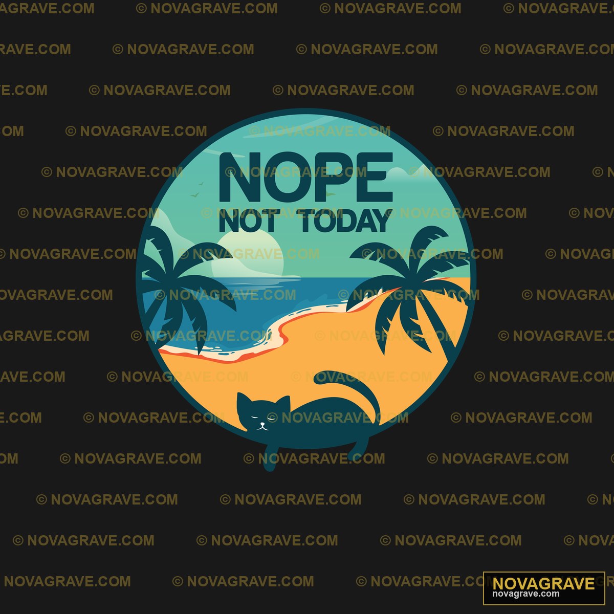 A Cat On The Beach With Palm Trees And The Wo Animals Wildlife - DTF Transfer Design