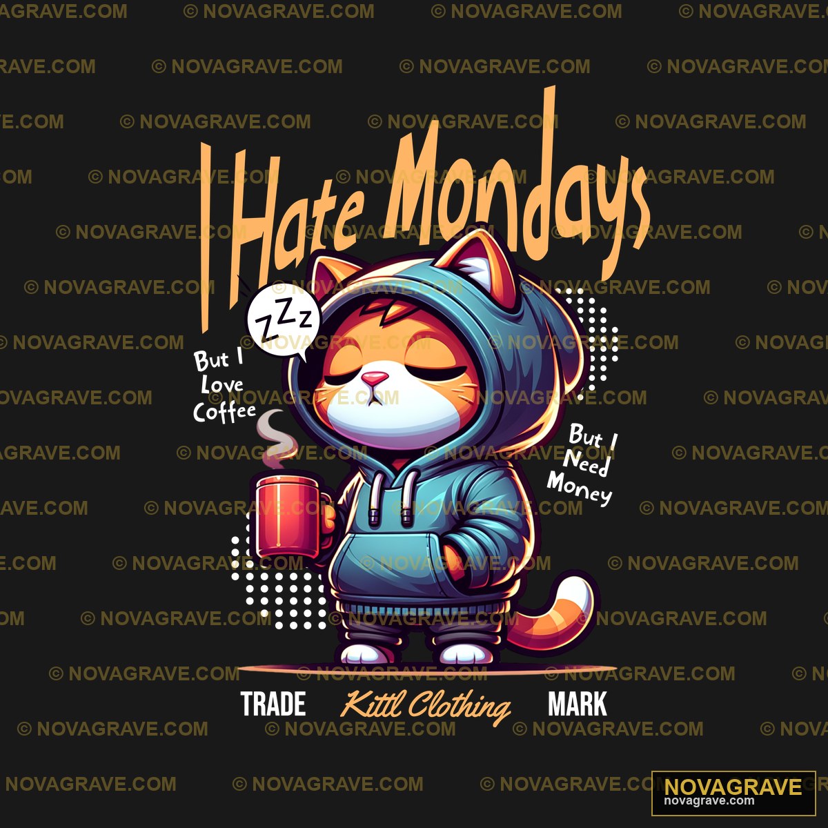 A Cat Wearing A Hoodie And Holding A Cup Animals Wildlife - DTF Transfer Design