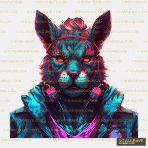 A Cat With Headphones On Animals Wildlife - DTF Ontwerp