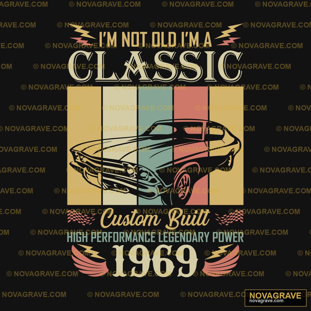 A Classic Car With The Wordsno Old Classic Retro Vintage - DTF Ontwerp