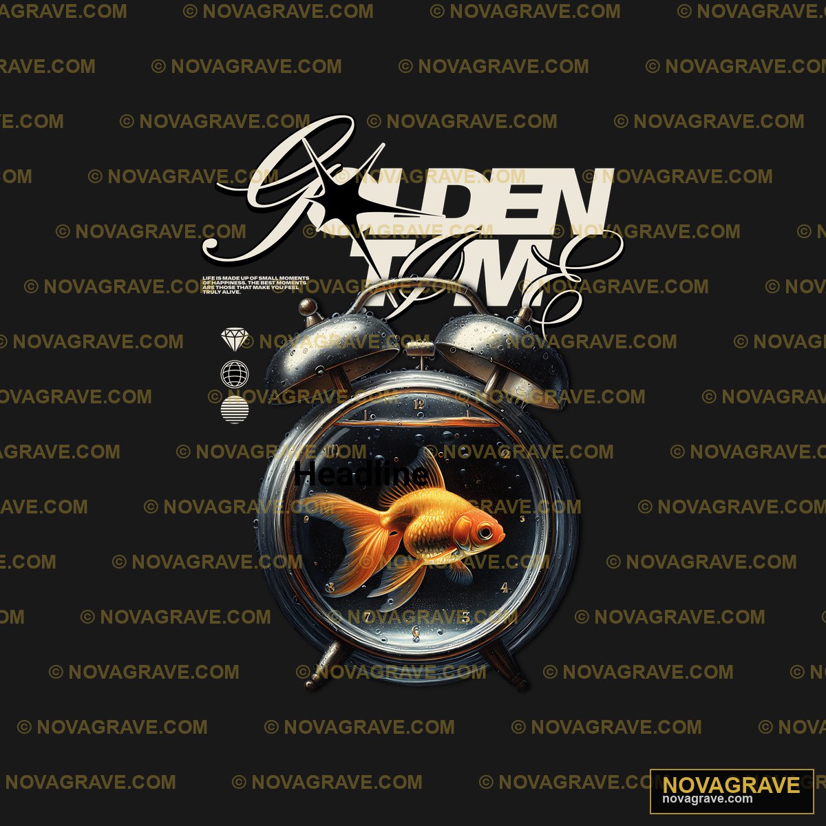 A Clock With A Goldfish Inside Animals Wildlife - Design DTF
