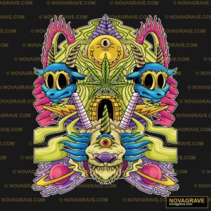 A Colorful Illustration Of A Demon With A Sku Streetwear Urban - DTF Ontwerp