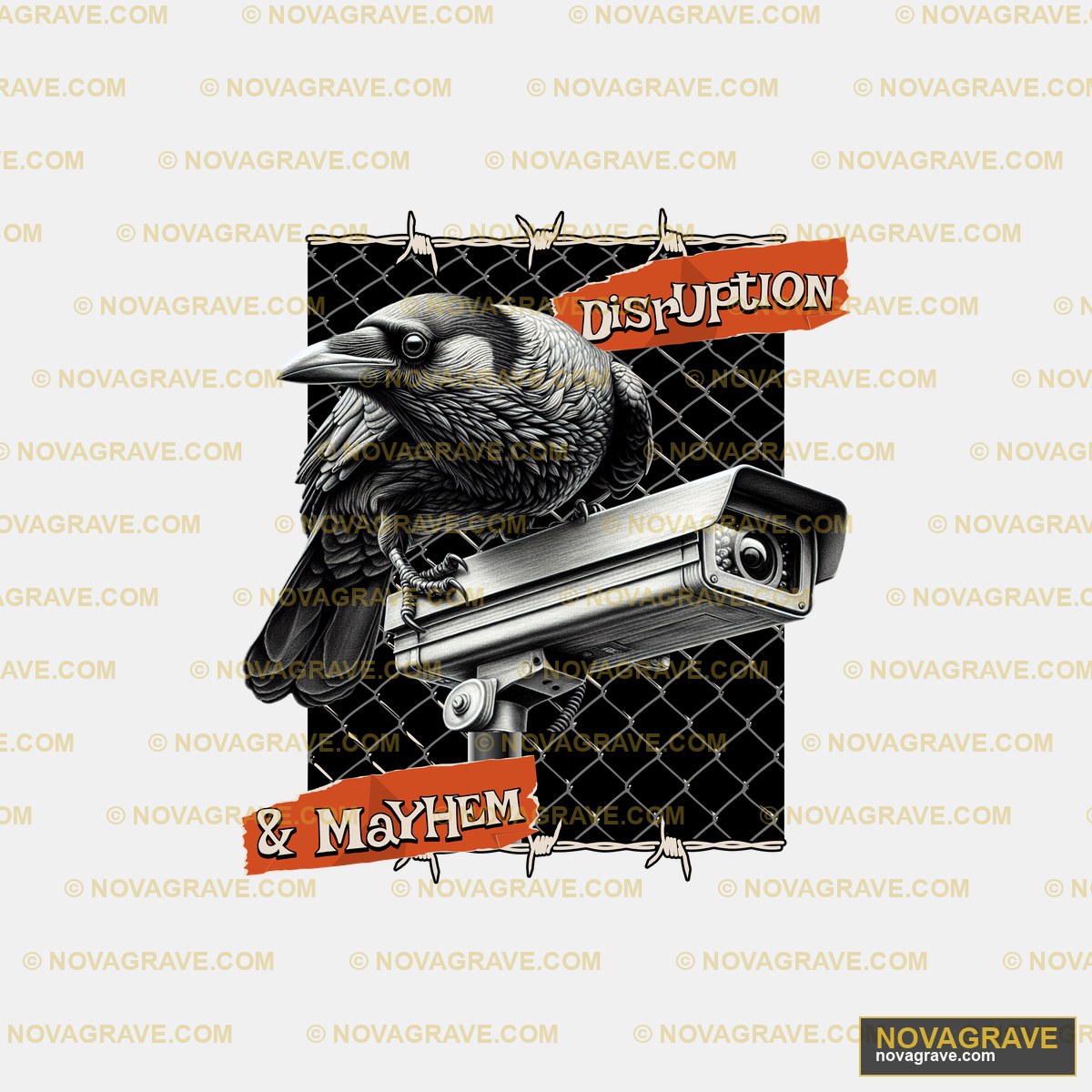 A Crow With A Gun And A Banner Animals Wildlife - Design DTF