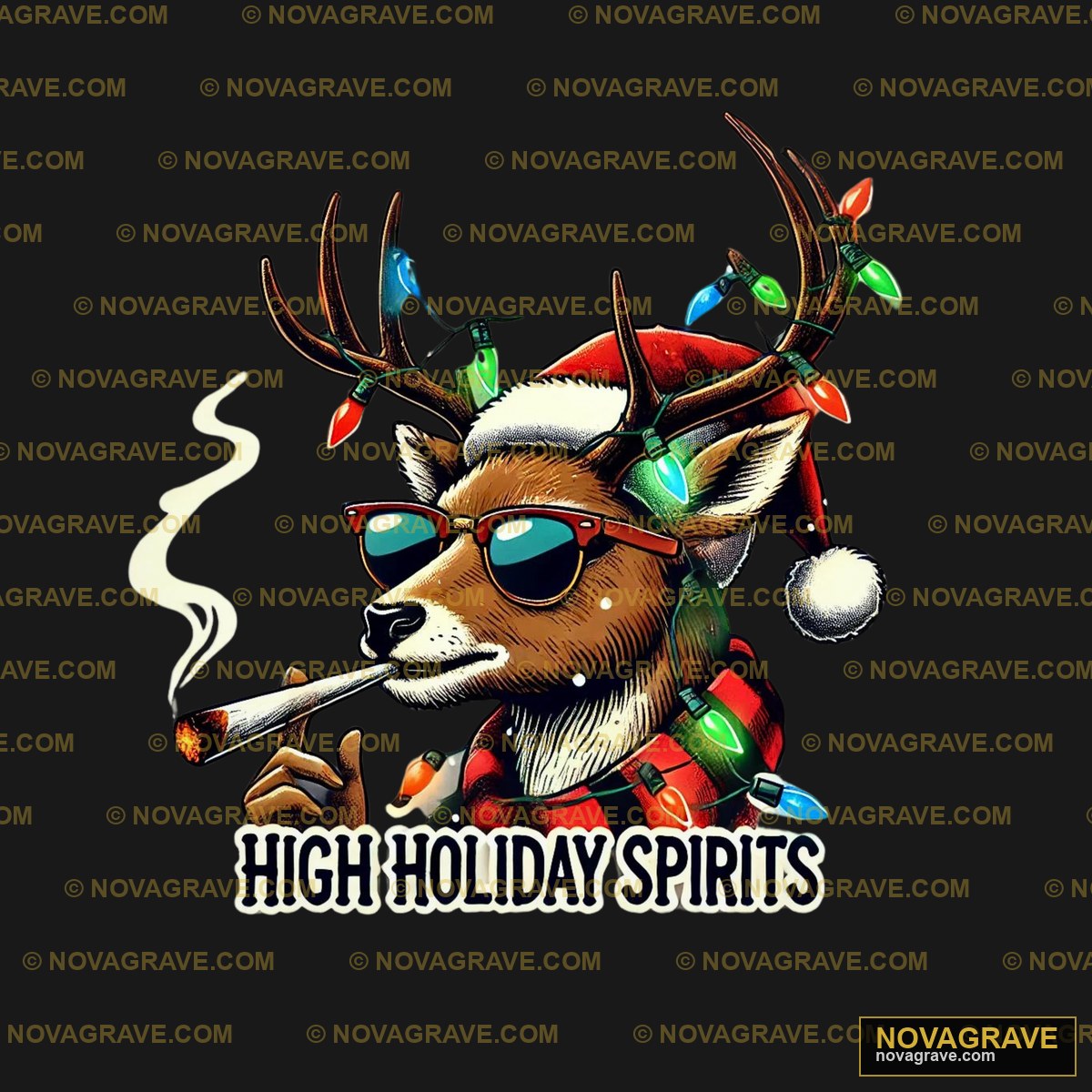 A Deer Wearing Sunglasses And A Christmas Hat Animals Wildlife - DTF Transfer Design