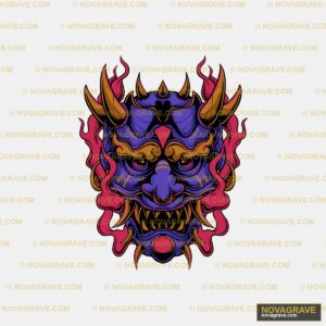 A Demon Mask With Red Flames Other Designs - DTF Transfer Design