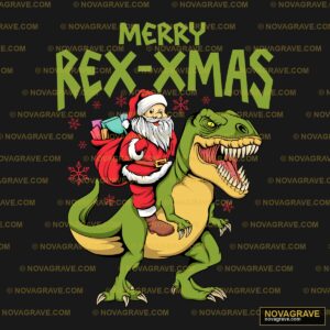 A Dinosaur With A Santa Claus Riding On It Seasonal Holiday - DTF Transfer Design