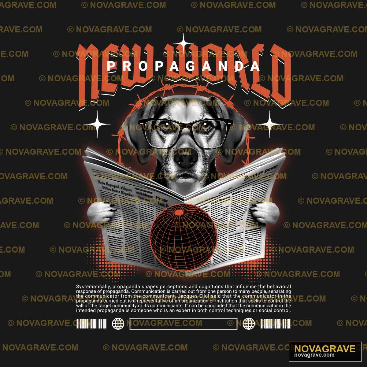 Dog Reading Newspaper Propaganda DTF Design PNG