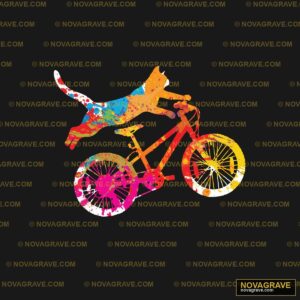 A Dog Riding A Bicycle With Colorful Paint Sp Animals Wildlife - Design DTF