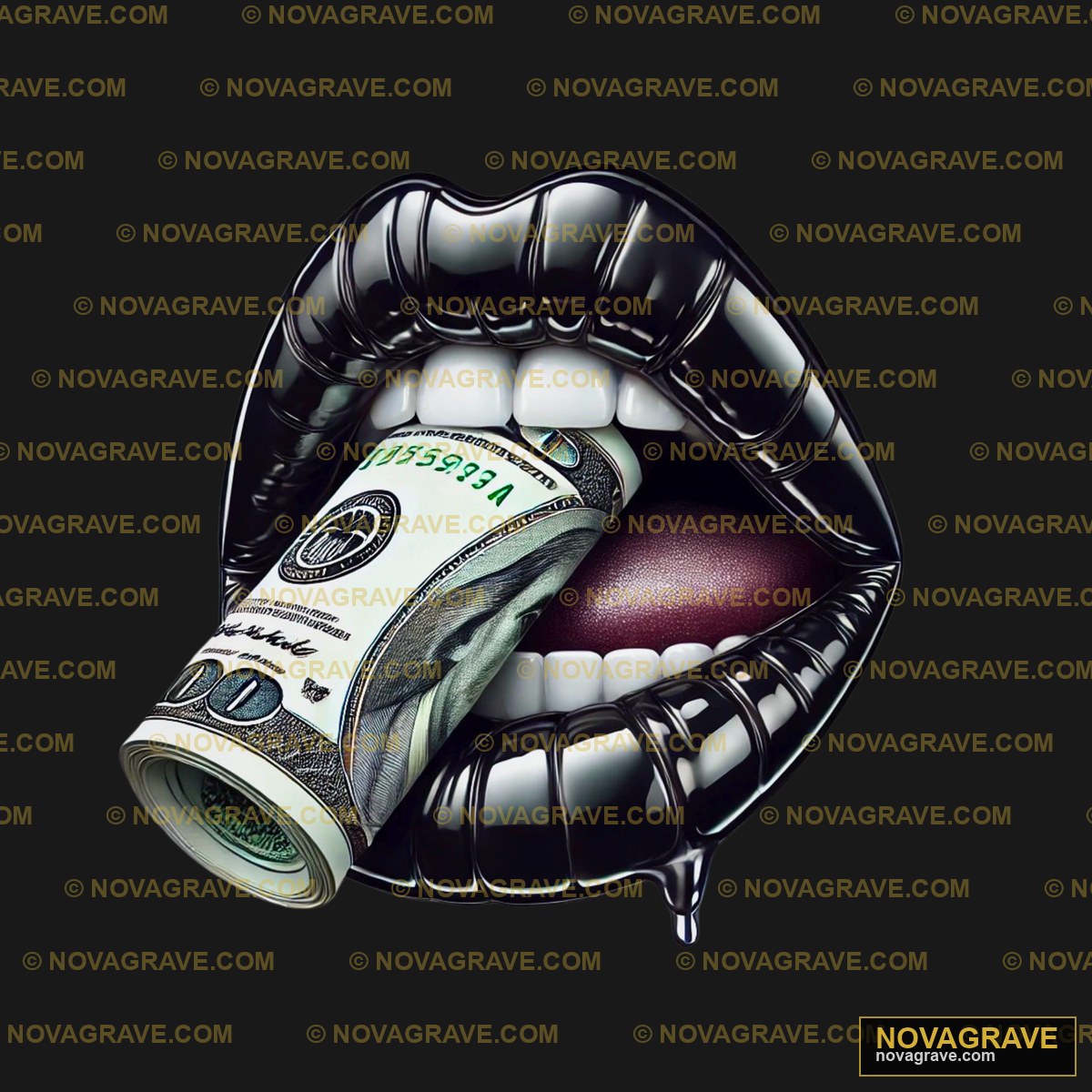 A Dollar Bill Sticking Out Of A Mouth Family Kids - Design DTF