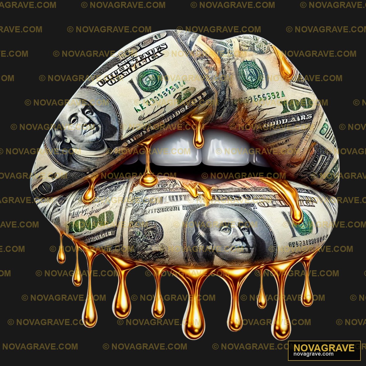A Dollar Bill With A Dripping Down The Middle Streetwear Urban - Design DTF