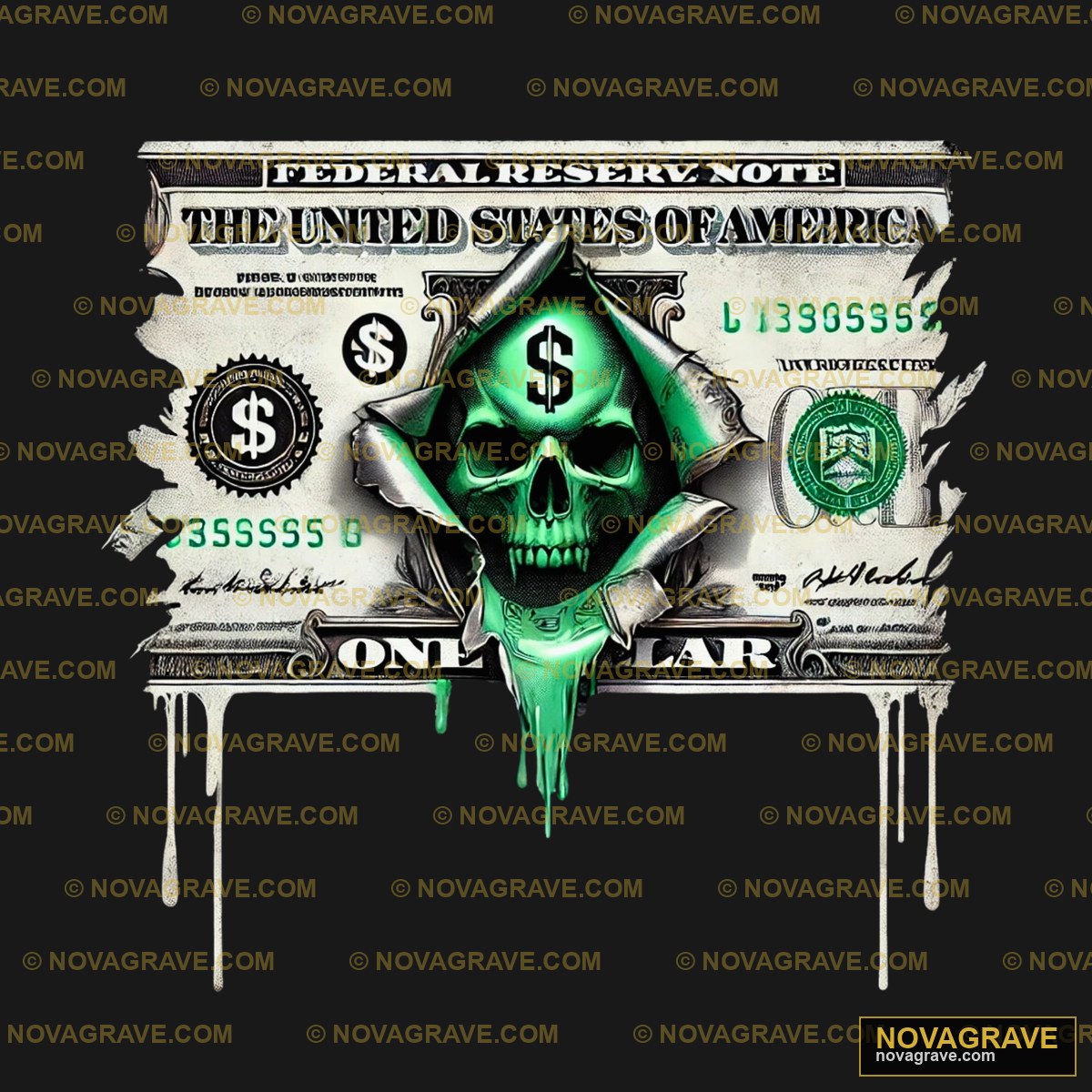 A Dollar With A Skull On It Streetwear Urban - DTF Ontwerp