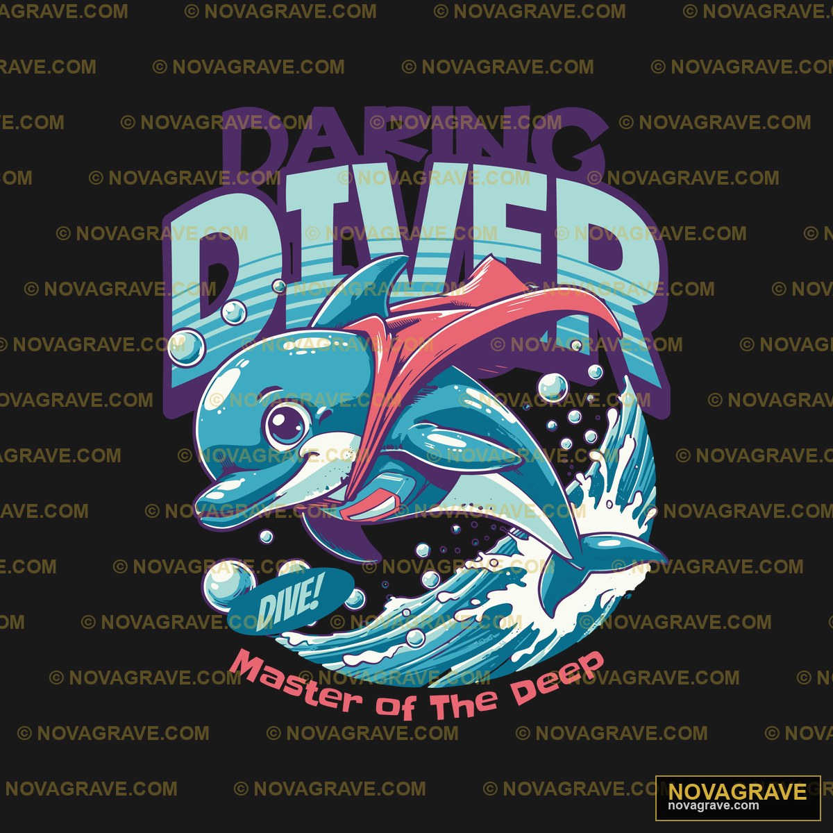 Daring Diver Dolphin DTF Design PNG SVG DXF