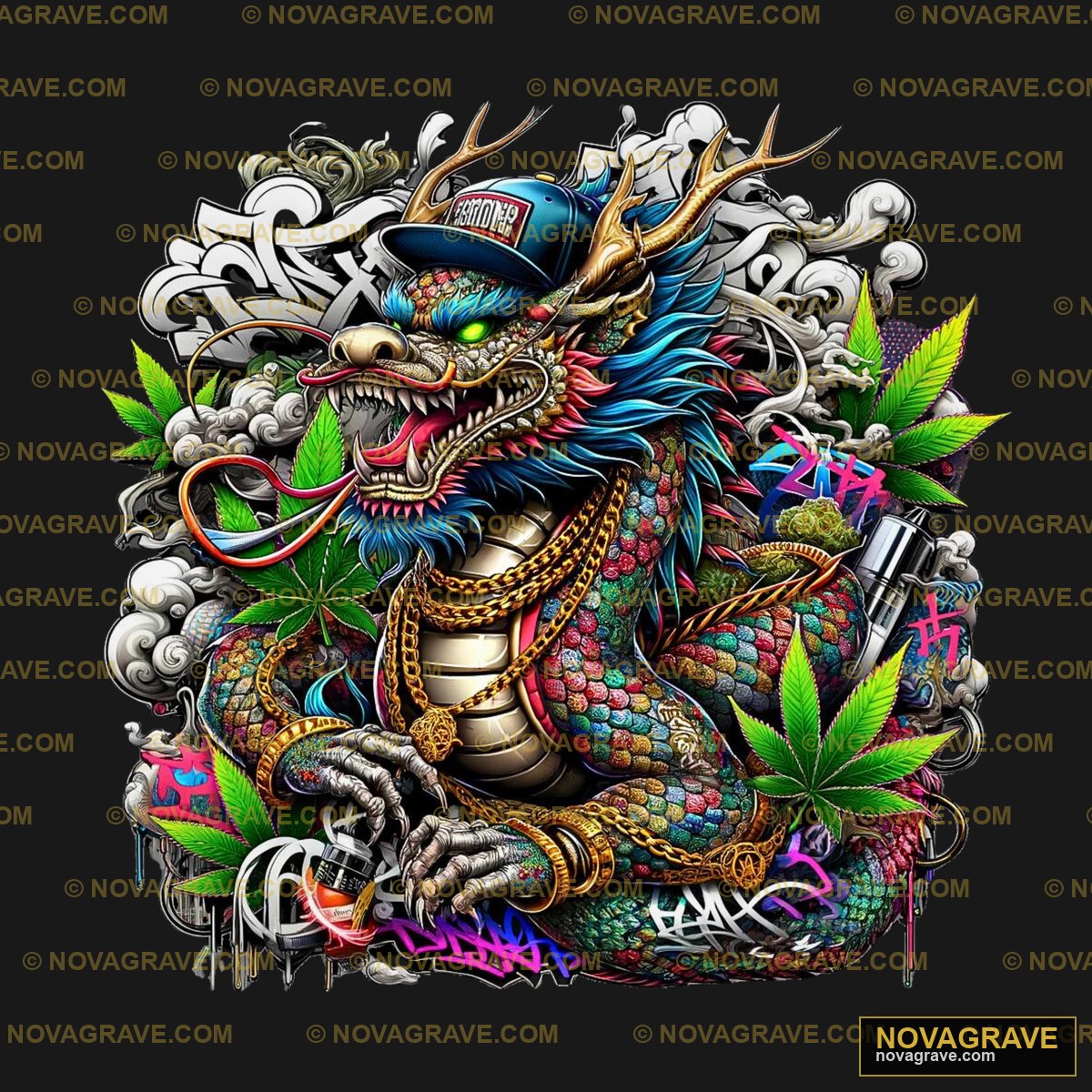 A Dragon With A Hat And A Cigarette Animals Wildlife - Design DTF