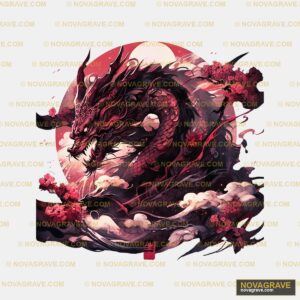 A Dragon With A Red Moon In The Background Animals Wildlife - DTF Transfer Design