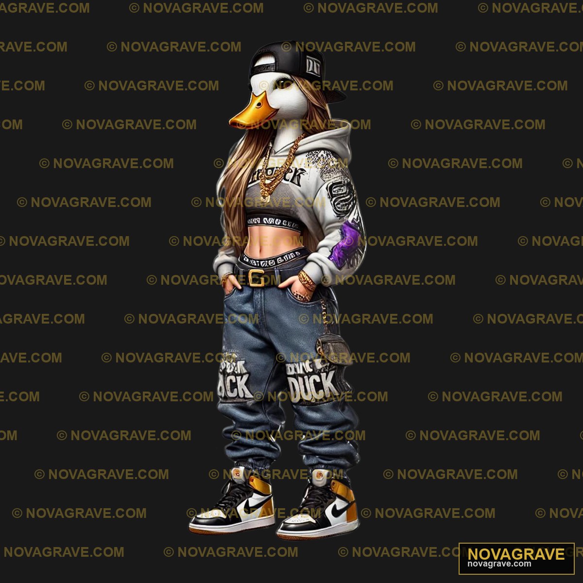 A Duck Wearing A Baseball Cap And Jeans Sports Fitness - DTF Ontwerp