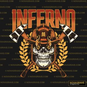 A Firefighter Skull With Axes And A Helmet Streetwear Urban - Design DTF