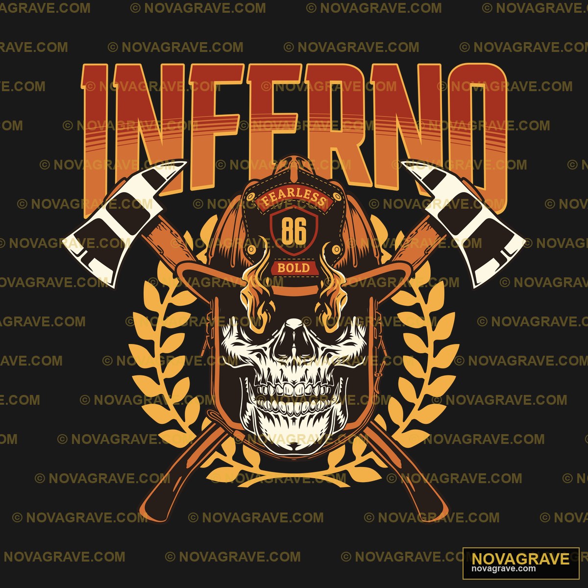 A Firefighter Skull With Axes And A Helmet Streetwear Urban - Design DTF