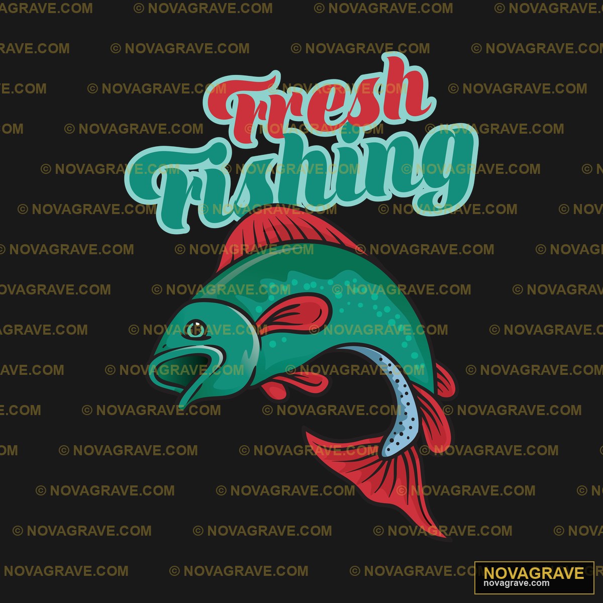 A Fish With The Words Fresh Fishing Animals Wildlife - DTF Ontwerp