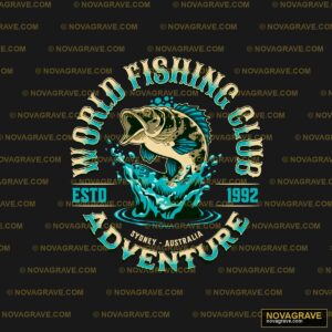 A Fish With The Words World Fishing Club Animals Wildlife - DTF Transfer Design
