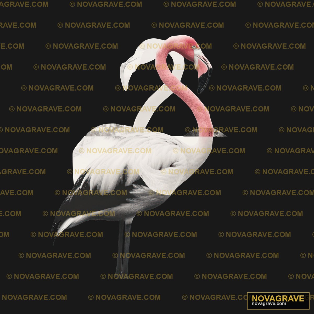 A Flamingo Standing On A Black Background Animals Wildlife - DTF Transfer Design