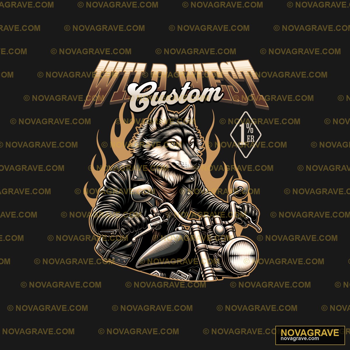 A Fox On A Motorcycle With Flames Animals Wildlife - Design DTF