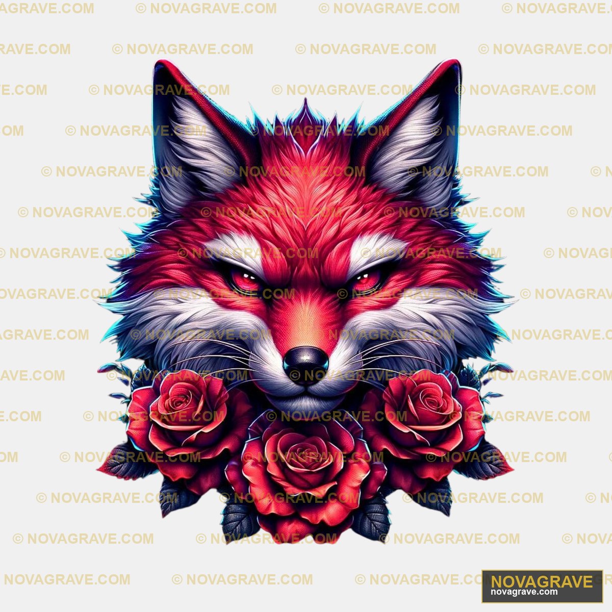 A Fox With Roses On Its Face Animals Wildlife - DTF Ontwerp