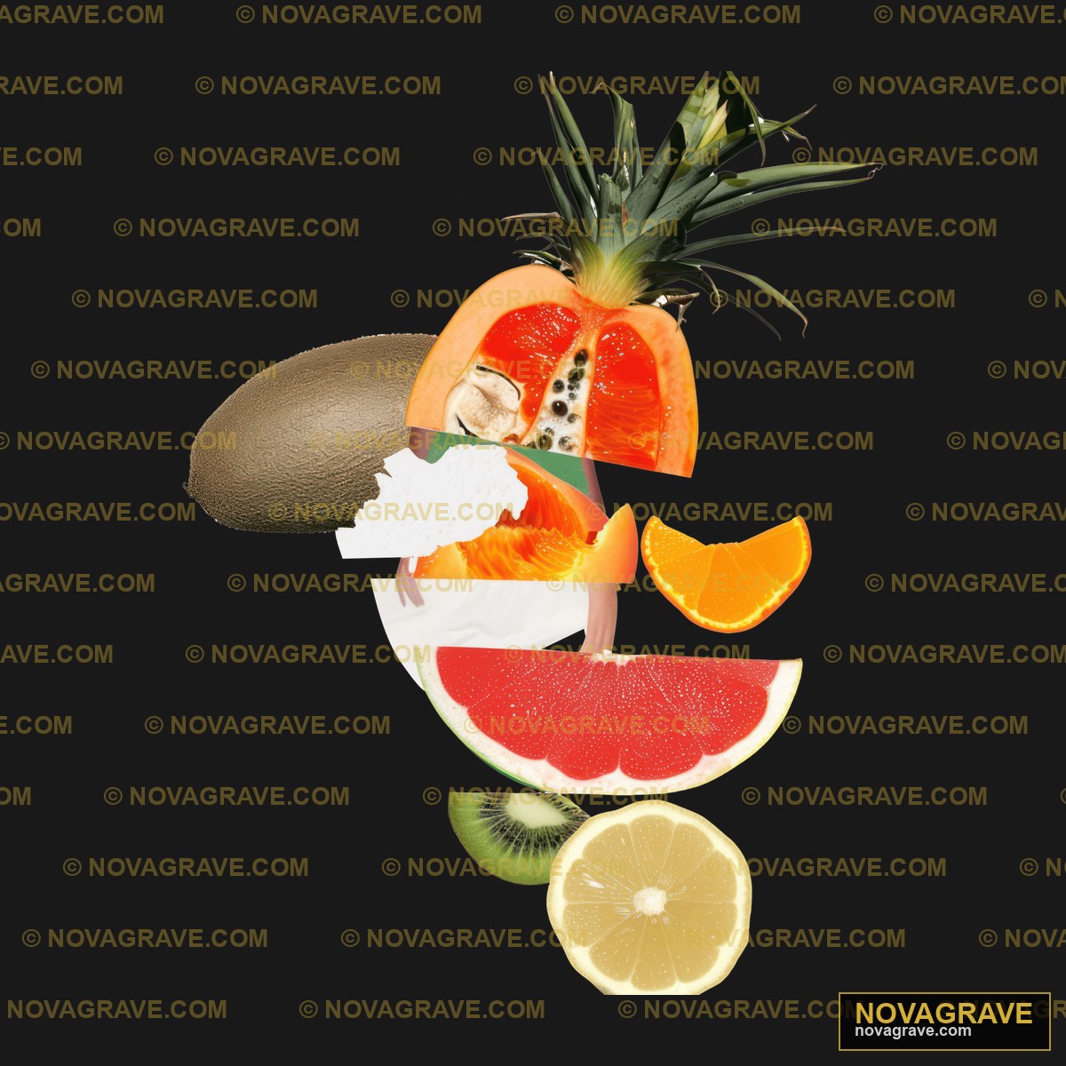 A Fruit And Fruit Slices Are Arranged In A Ci Other Designs - Design DTF