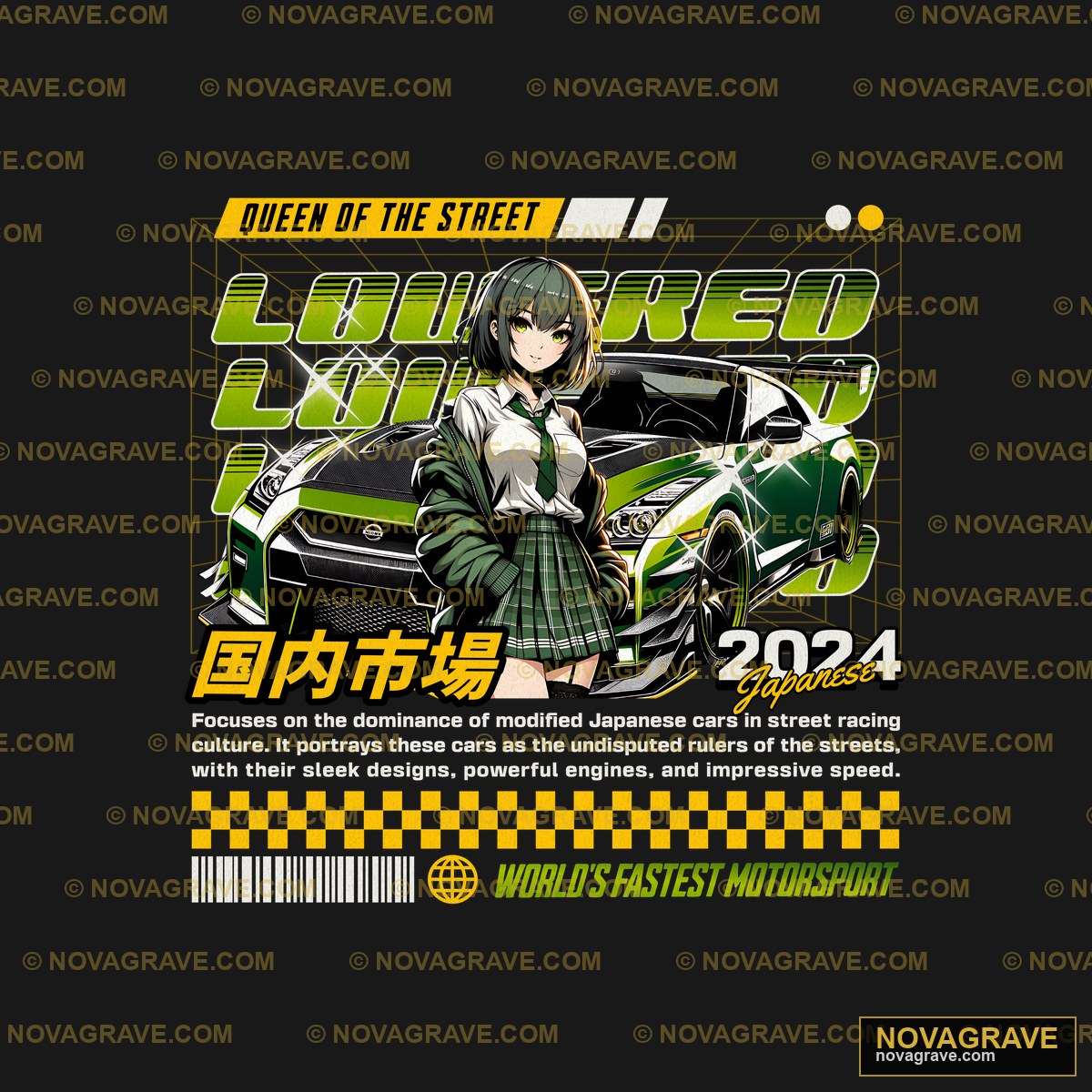 A Girl In A Green Jacket And Black Shirt With Other Designs 2 - DTF Transfer Design
