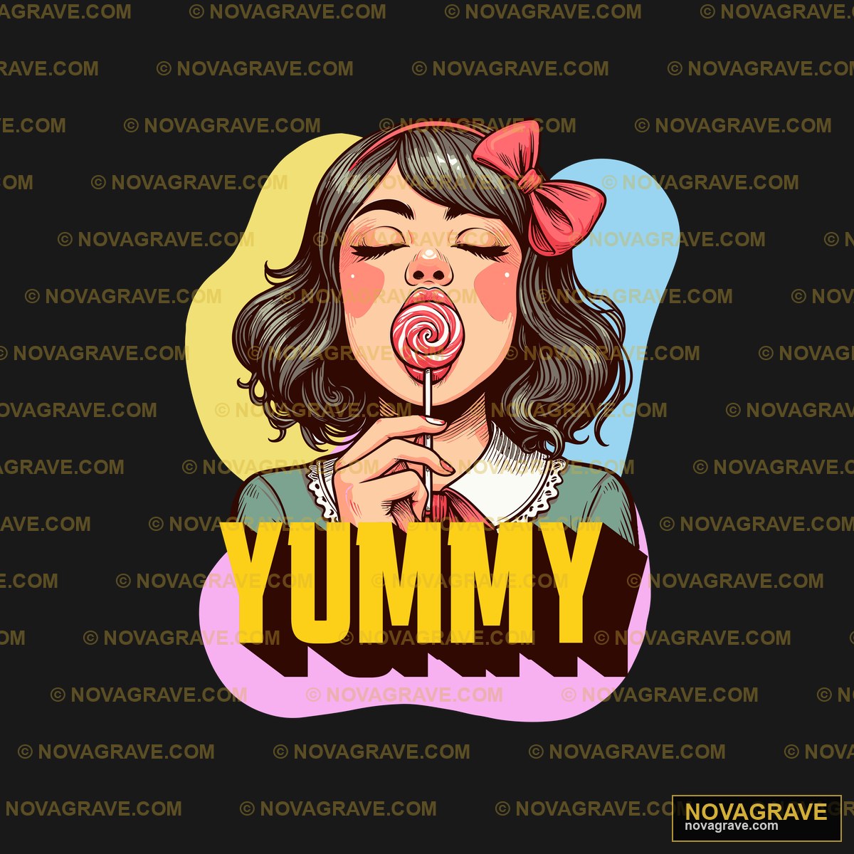 A Girl With A Lo Candy In Her Mouth Other Designs - DTF Transfer Design