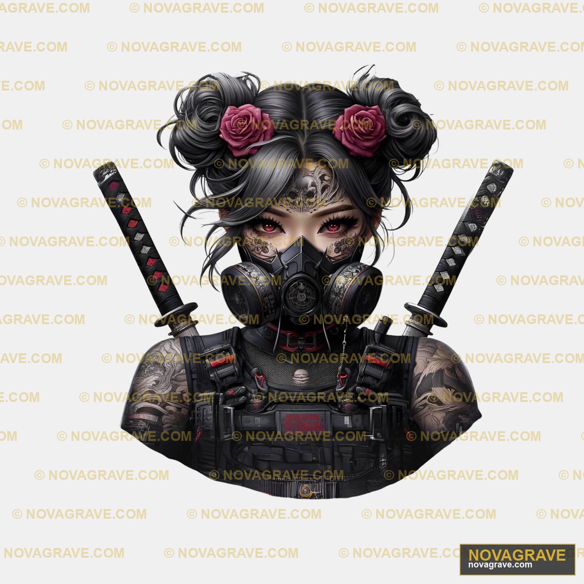 A Girl With Guns And A Gas Mask Other Designs - Design DTF
