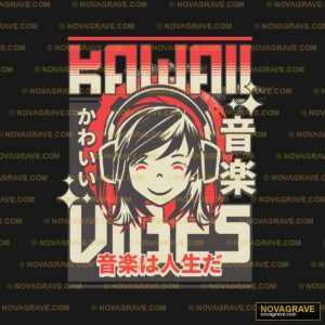 A Girl With Headphones And A Microphone In He Music Culture 3 - DTF Transfer Design