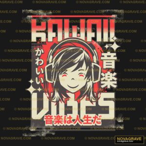 A Girl With Headphones And A Microphone In He Music Culture - DTF Transfer Design