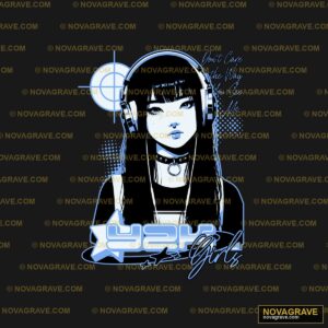 A Girl With Headphones And A Microphone Music Culture 3 - DTF Transfer Design