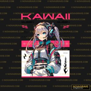 A Girl With Headphones And A Pink Background Music Culture - DTF Transfer Design