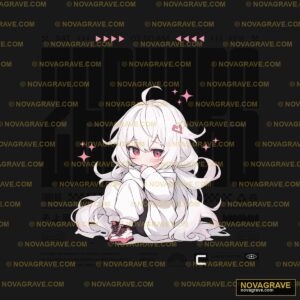 A Girl With Long White Hair And A Black Backg Other Designs - Design DTF
